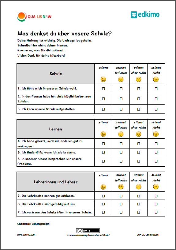Beispiel Fragebogen Edkimo