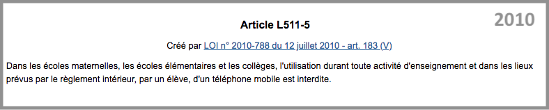 handyverbot-frankreich-2010-2018--Code-de-l-education-article-L511-5_VORHER